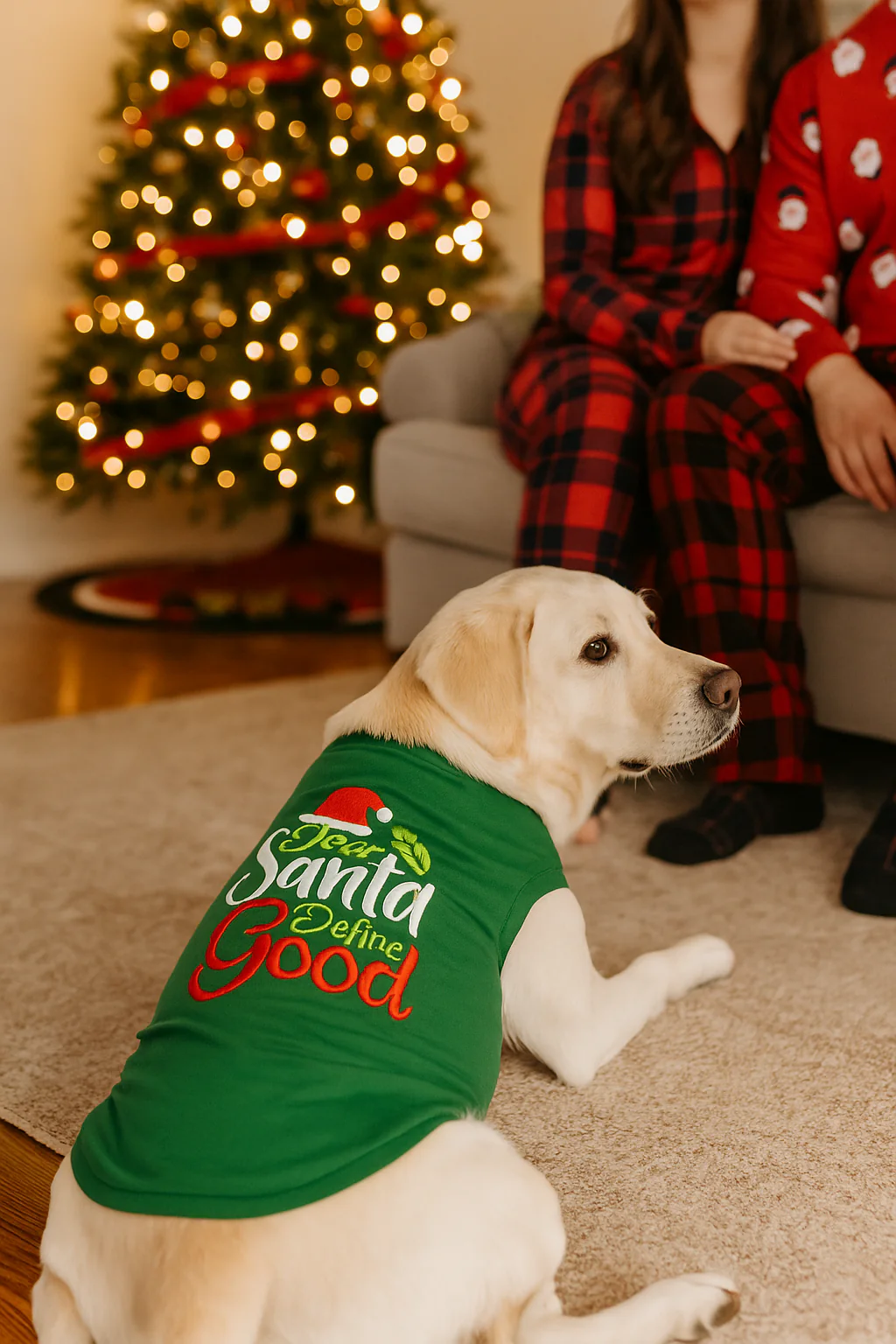 Parisian Pet 'Dear Santa Define Good' Dog Christmas T-Shirt - Festive Pet Shirt for Cats & Dogs, Green - Image 5