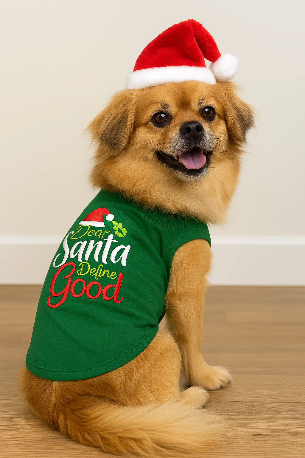 Parisian Pet 'Dear Santa Define Good' Dog Christmas T-Shirt - Festive Pet Shirt for Cats & Dogs, Green - Image 6