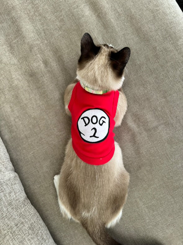 Parisian Pet 'Dog 2' Funny Slogan Dog Shirt – Playful Embroidered Pet Apparel for Dogs & Cats, Red - Image 2