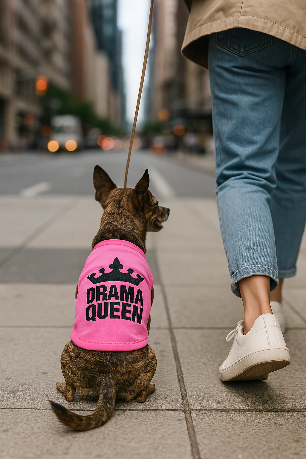 Parisian Pet 'Drama Queen' Embroidered Dog & Cat Shirt - Trendy Pet Apparel, Pink - Image 4