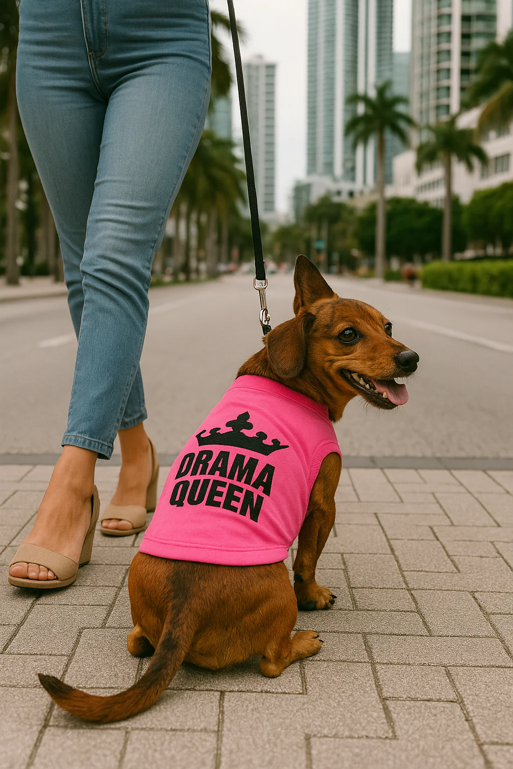 Parisian Pet 'Drama Queen' Embroidered Dog & Cat Shirt - Trendy Pet Apparel, Pink - Image 5