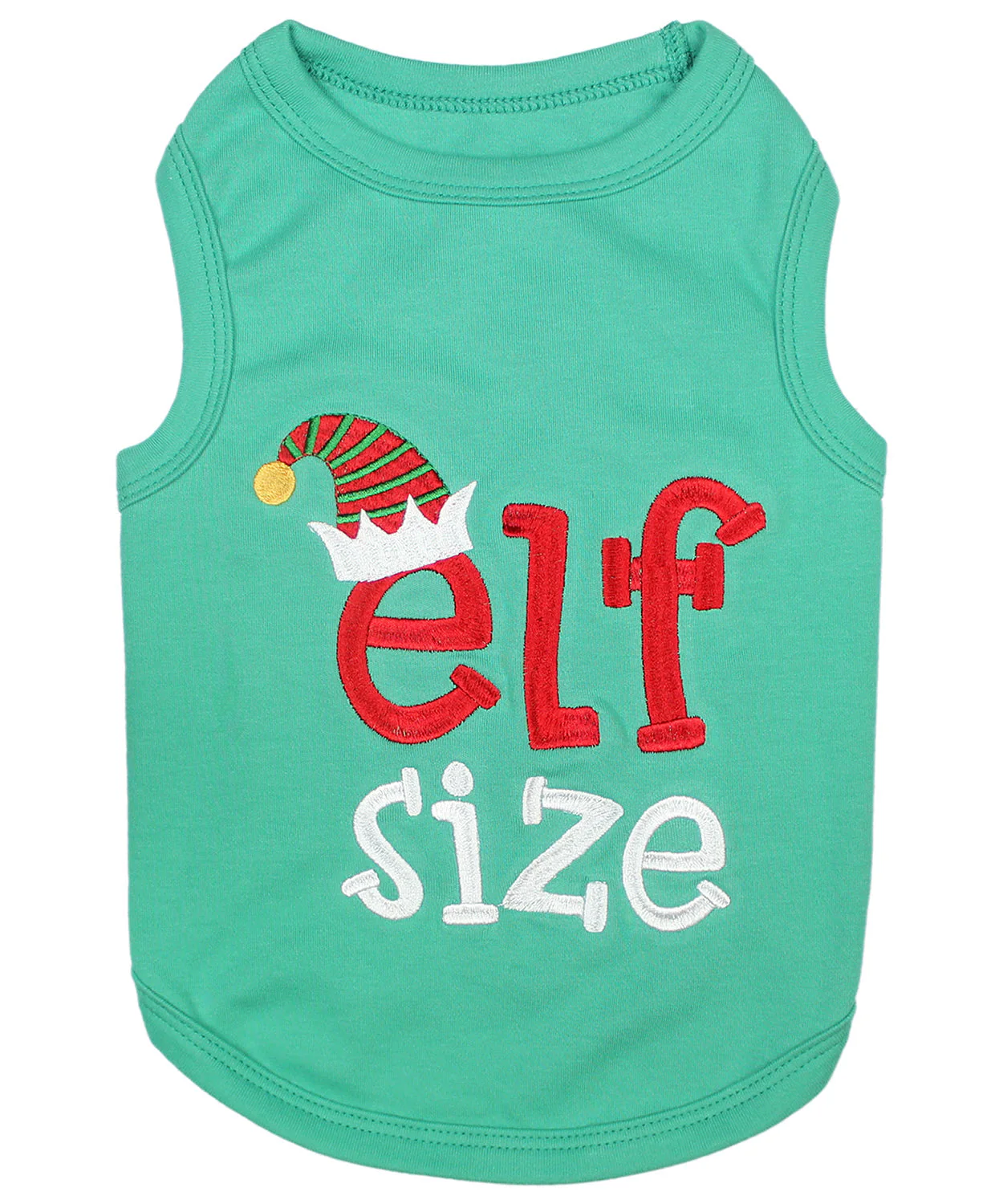 Parisian Pet Embroidered 'Elf Size Shirt' - Holiday Pet Apparel & Christmas Dog Clothes, Green