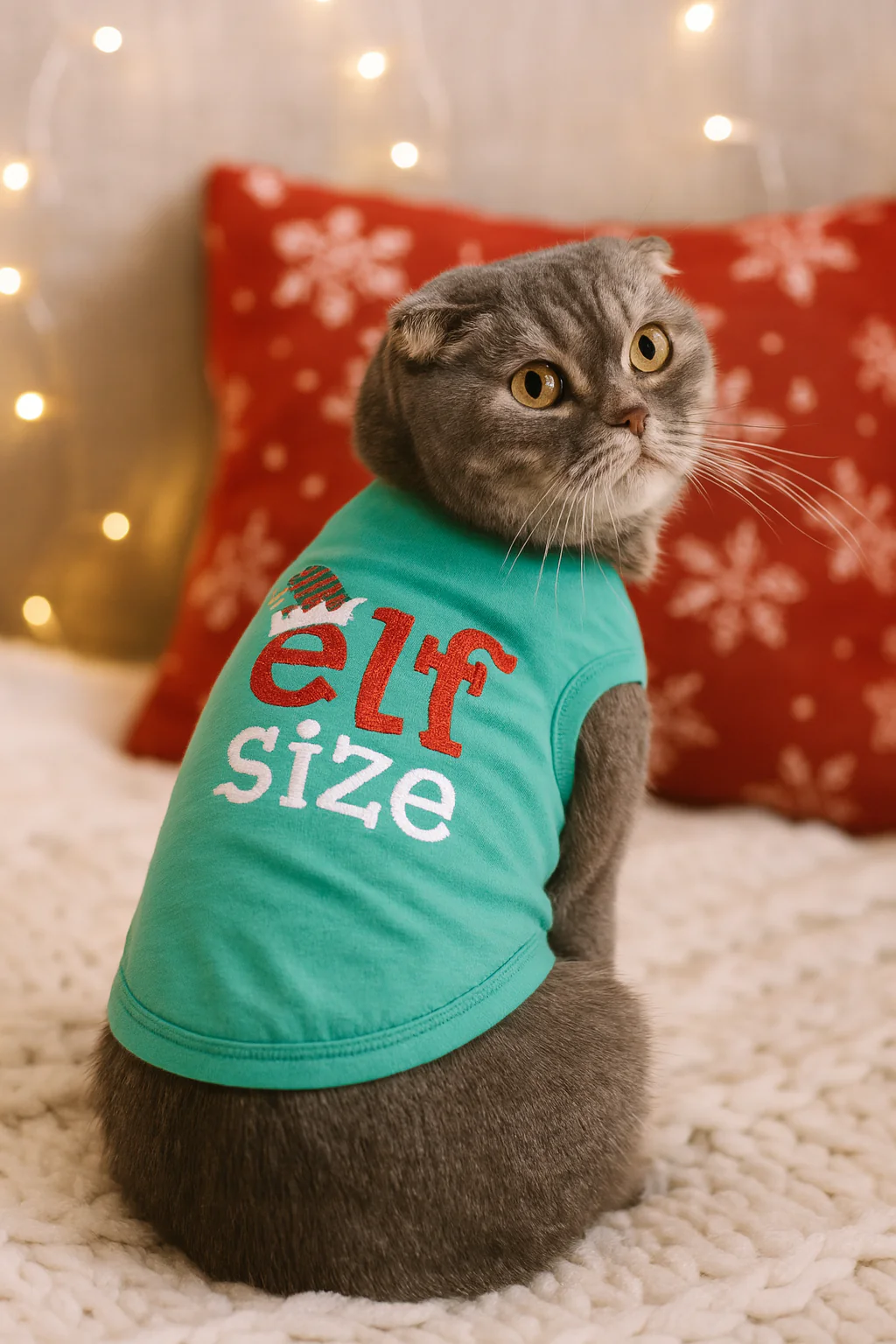 Parisian Pet Embroidered 'Elf Size Shirt' - Holiday Pet Apparel & Christmas Dog Clothes, Green - Image 5