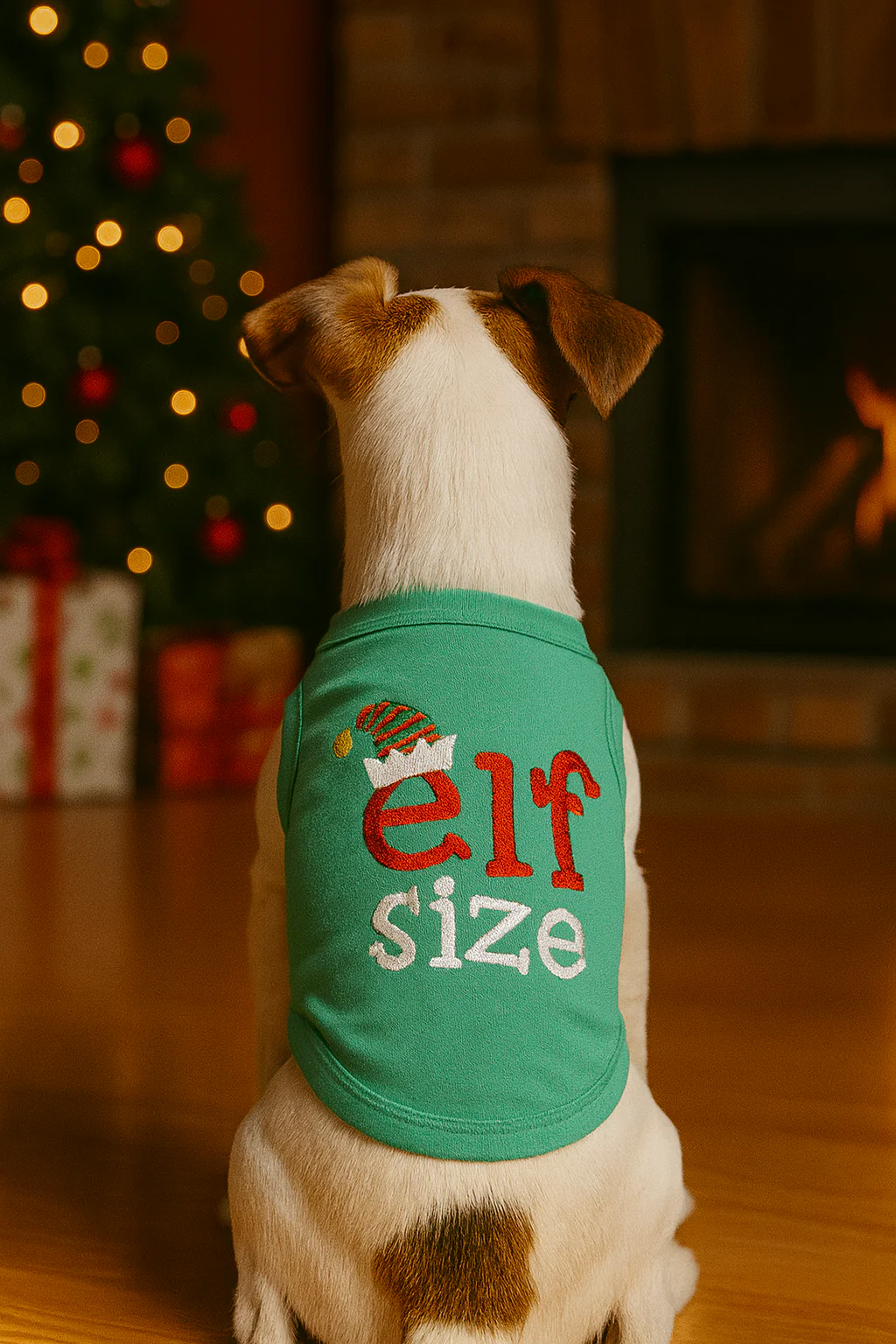 Parisian Pet Embroidered 'Elf Size Shirt' - Holiday Pet Apparel & Christmas Dog Clothes, Green - Image 6