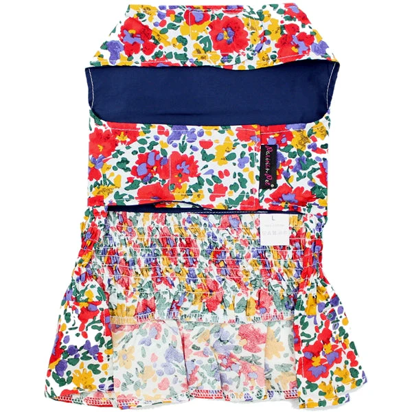 Parisian Pet 'Floral Artsy Dress' Dog & Cat Shirt – Stylish and Comfortable Designer Dog Clothing - Red, Yellow, Blue, White-Valentine's Day - Image 2