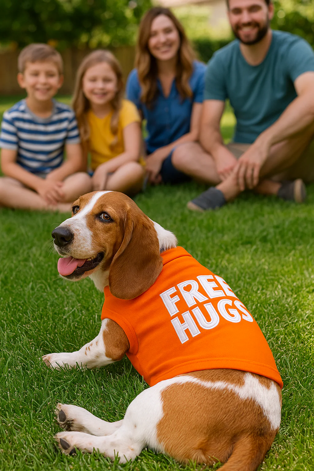 Parisian Pet 'Free Hugs' Embroidered Dog T-Shirt – Trendy Casual Outfit for Small Dogs & Cats, Orange - Valentine's Day - Image 5