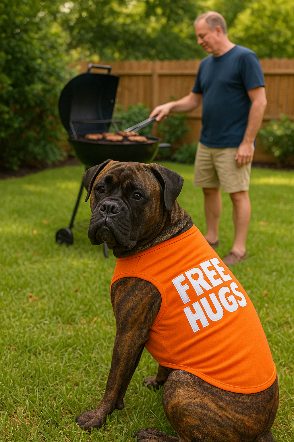 Parisian Pet 'Free Hugs' Embroidered Dog T-Shirt – Trendy Casual Outfit for Small Dogs & Cats, Orange - Valentine's Day - Image 6