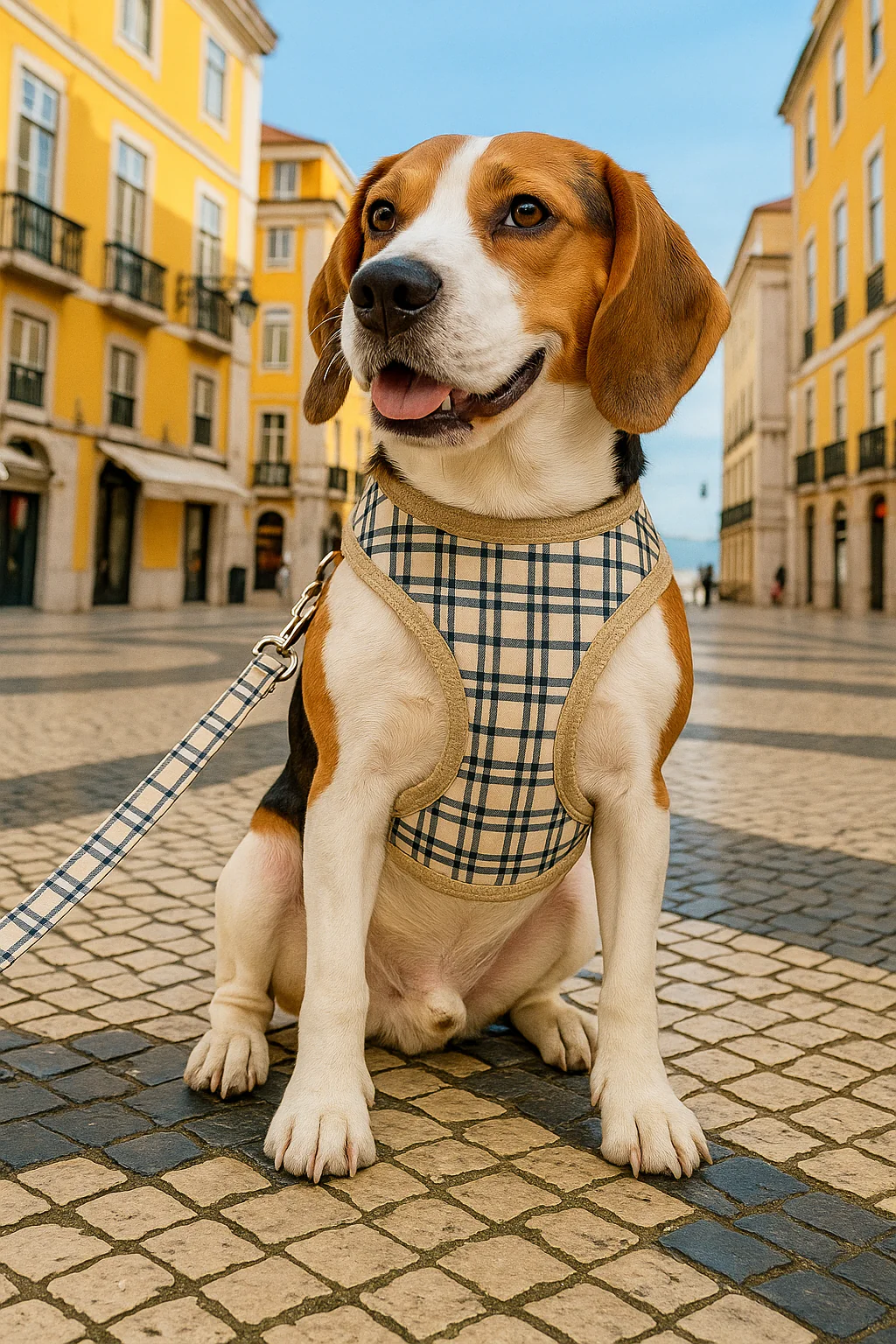 Parisian Pet 'Freedom Harness Khaki Plaid' for Dogs & Cats – Comfortable and Adjustable Dog Harness, Stylish Khaki Plaid Design - Image 4