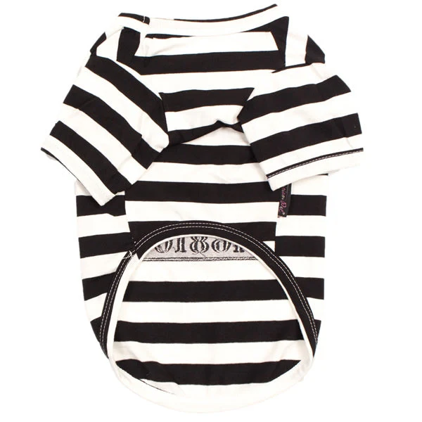 Parisian Pet 'Furry Inmate' Black and White Stripes Halloween Costume - Funny Prison Design for Cats & Dogs - Image 2