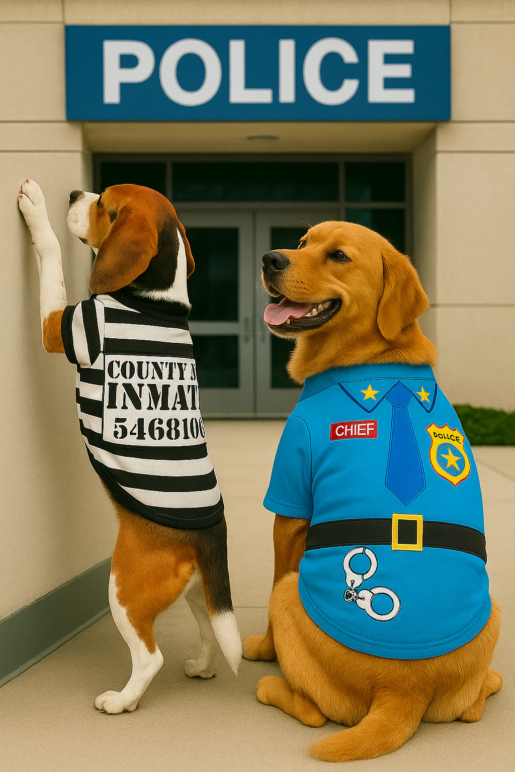 Parisian Pet 'Furry Inmate' Black and White Stripes Halloween Costume - Funny Prison Design for Cats & Dogs - Image 5