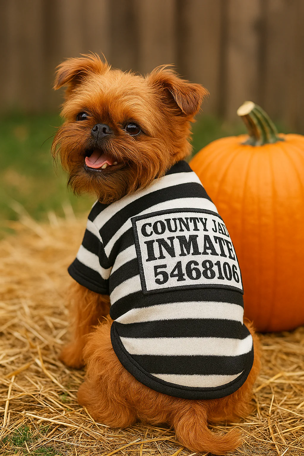Parisian Pet 'Furry Inmate' Black and White Stripes Halloween Costume - Funny Prison Design for Cats & Dogs - Image 6