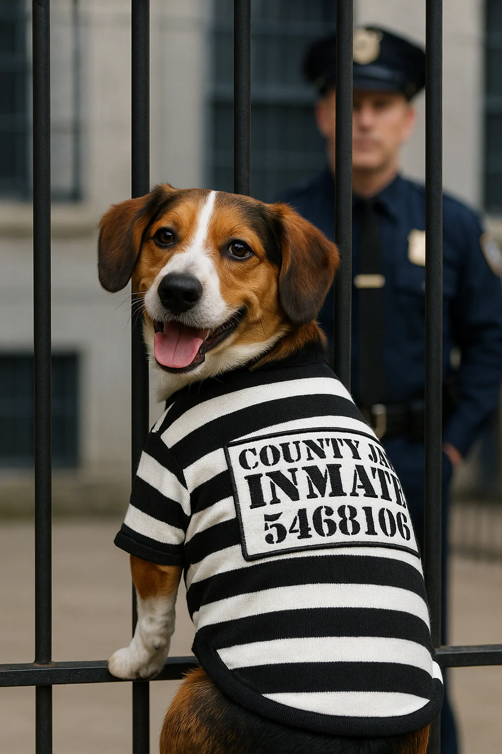 Parisian Pet 'Furry Inmate' Black and White Stripes Halloween Costume - Funny Prison Design for Cats & Dogs - Image 8