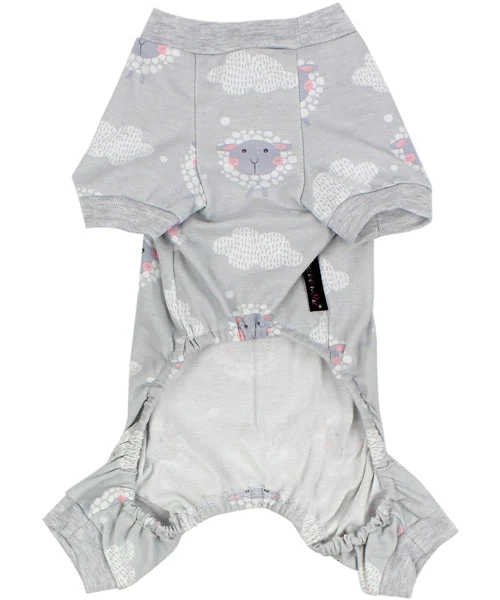 Parisian Pet 'Grey Sheep' Pajama for Dogs & Cats, Designer Pet Sleepwear, Cozy Dog Pajama Set, Grey - Image 2