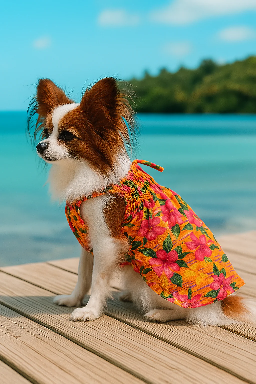 Parisian Pet 'Hawaiian Dress' Dog & Cat Shirt – Island-Themed Vacation Pet Apparel – Orange - Image 5