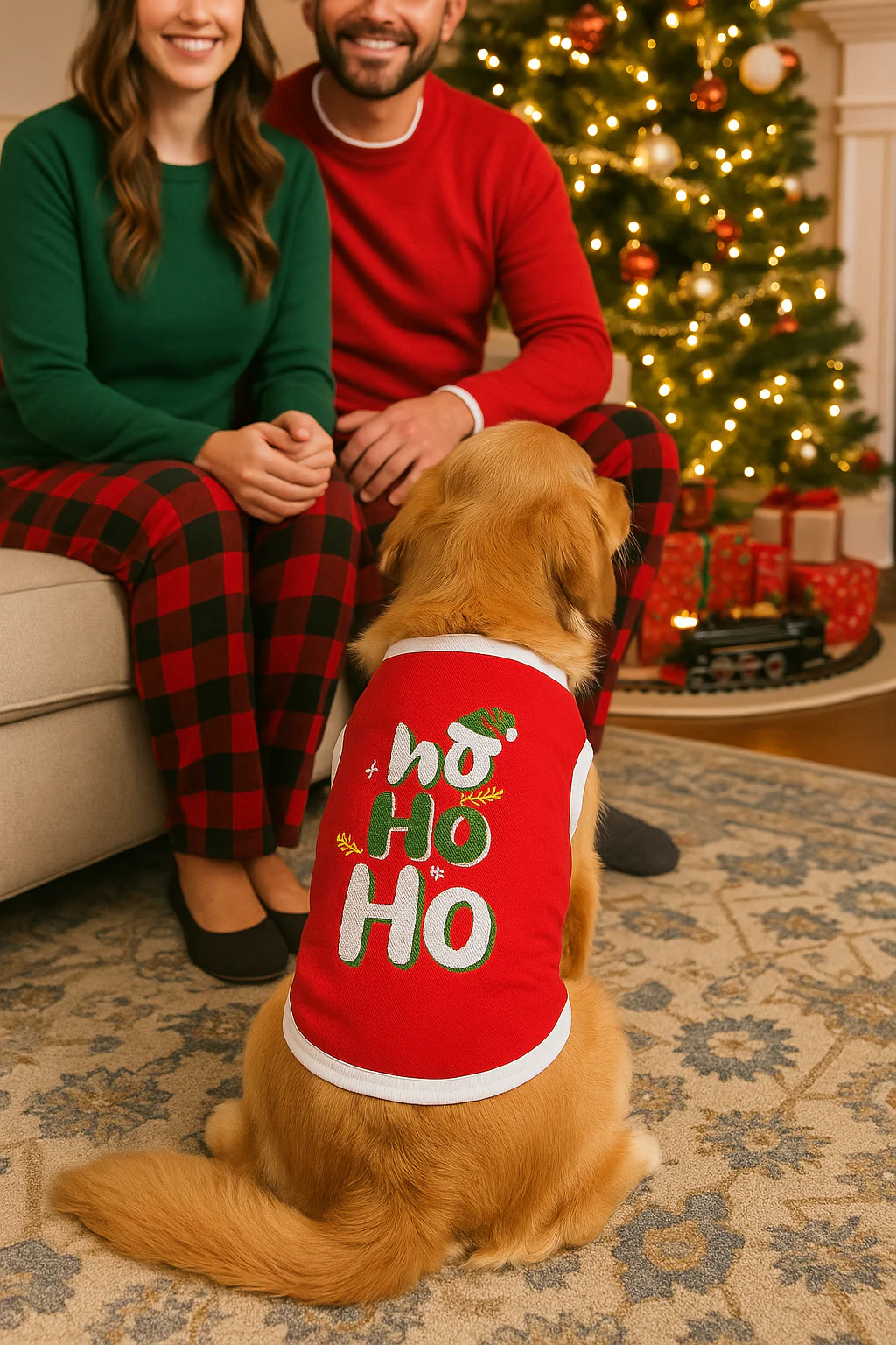 Parisian Pet 'Ho Ho Ho' Pet Holiday Shirt - Christmas Dog Outfit, Red - Image 3
