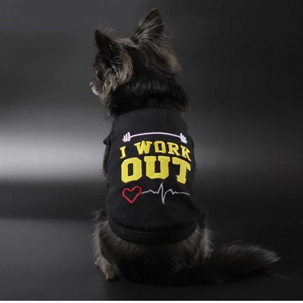 Parisian Pet 'I Work Out' Trendy Dog Apparel – Playful Slogan Dog Shirt for Dogs & Cats, Black - Image 3