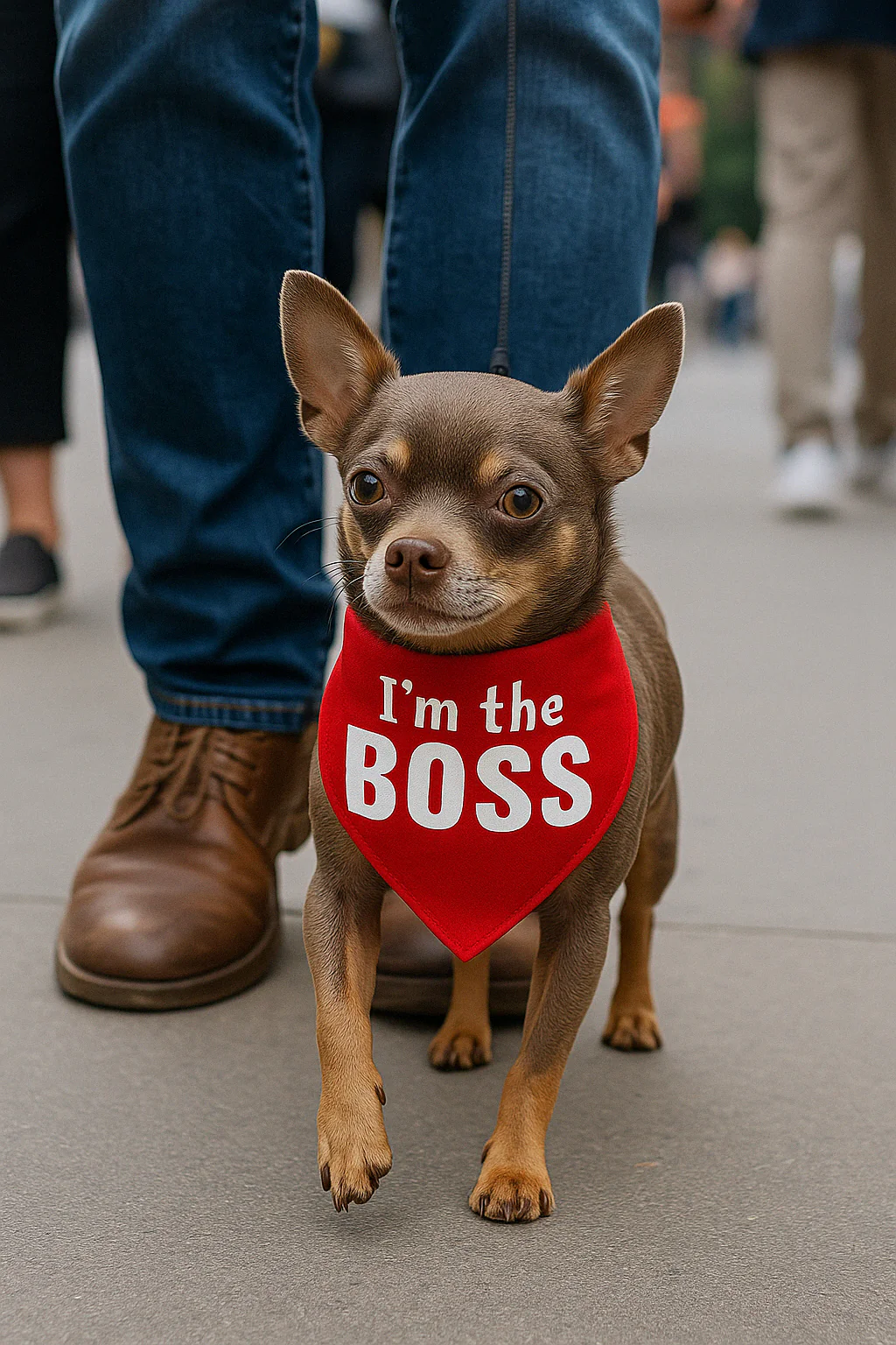 Parisian Pet 'I'm The Boss' Bandana for Dogs & Cats - Trendy, Comfortable, Funny Red Pet Bandana, Fashionable Dog & Cat Accessory - Image 2