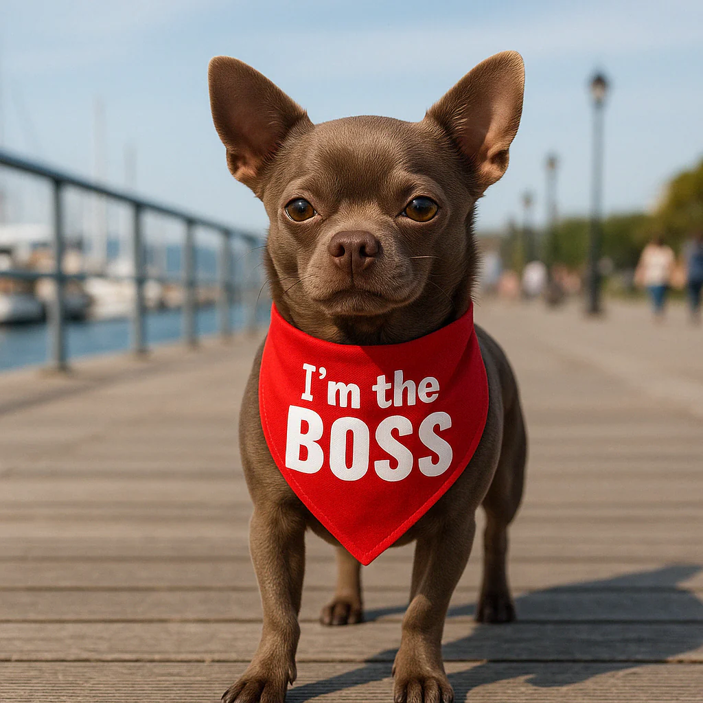 Parisian Pet 'I'm The Boss' Bandana for Dogs & Cats - Trendy, Comfortable, Funny Red Pet Bandana, Fashionable Dog & Cat Accessory - Image 3