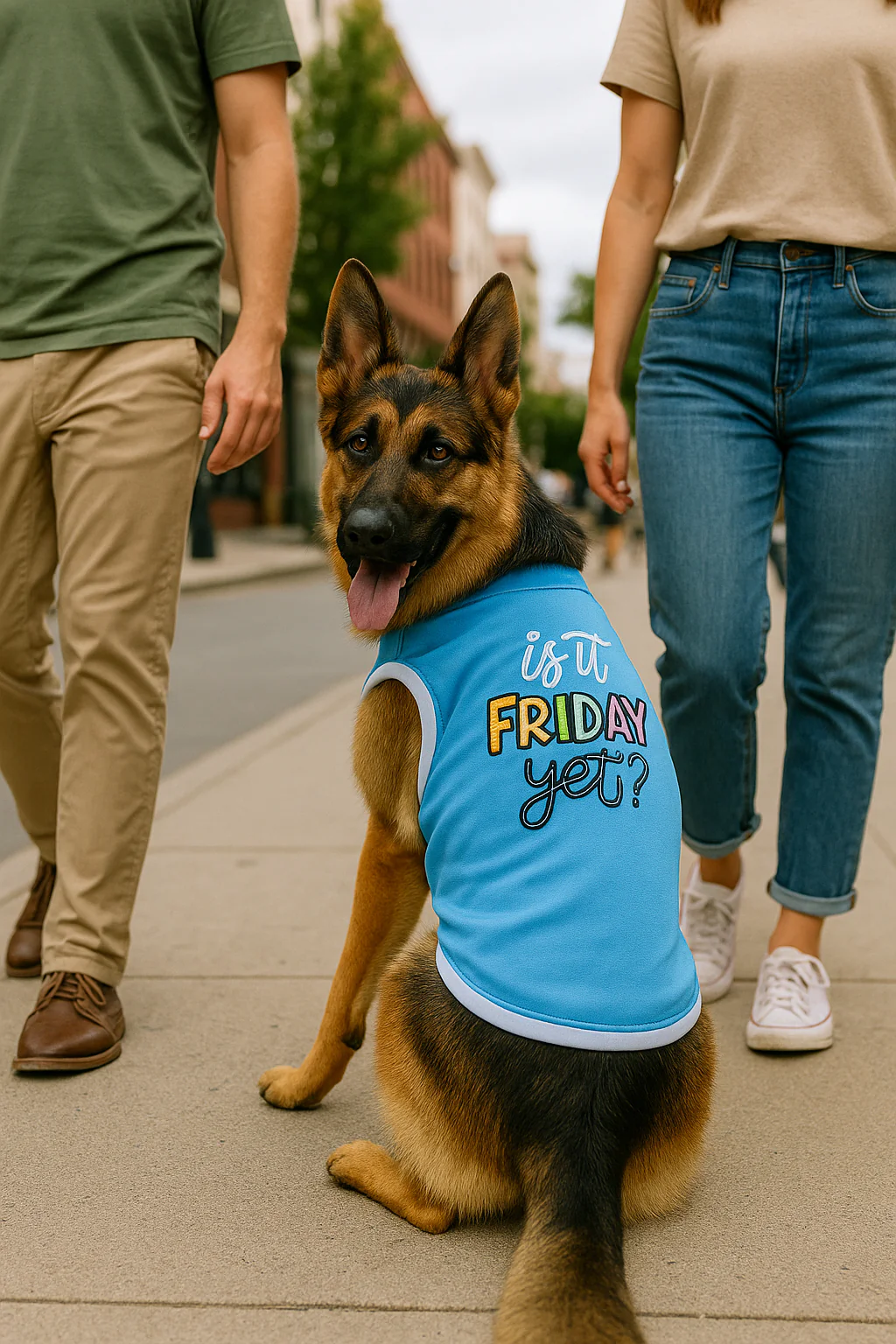 Parisian Pet 'Is It Friday Yet?' Embroidered Dog T-Shirt – Trendy Weekend Dog Apparel for Dogs & Cats, Light Blue - Image 7