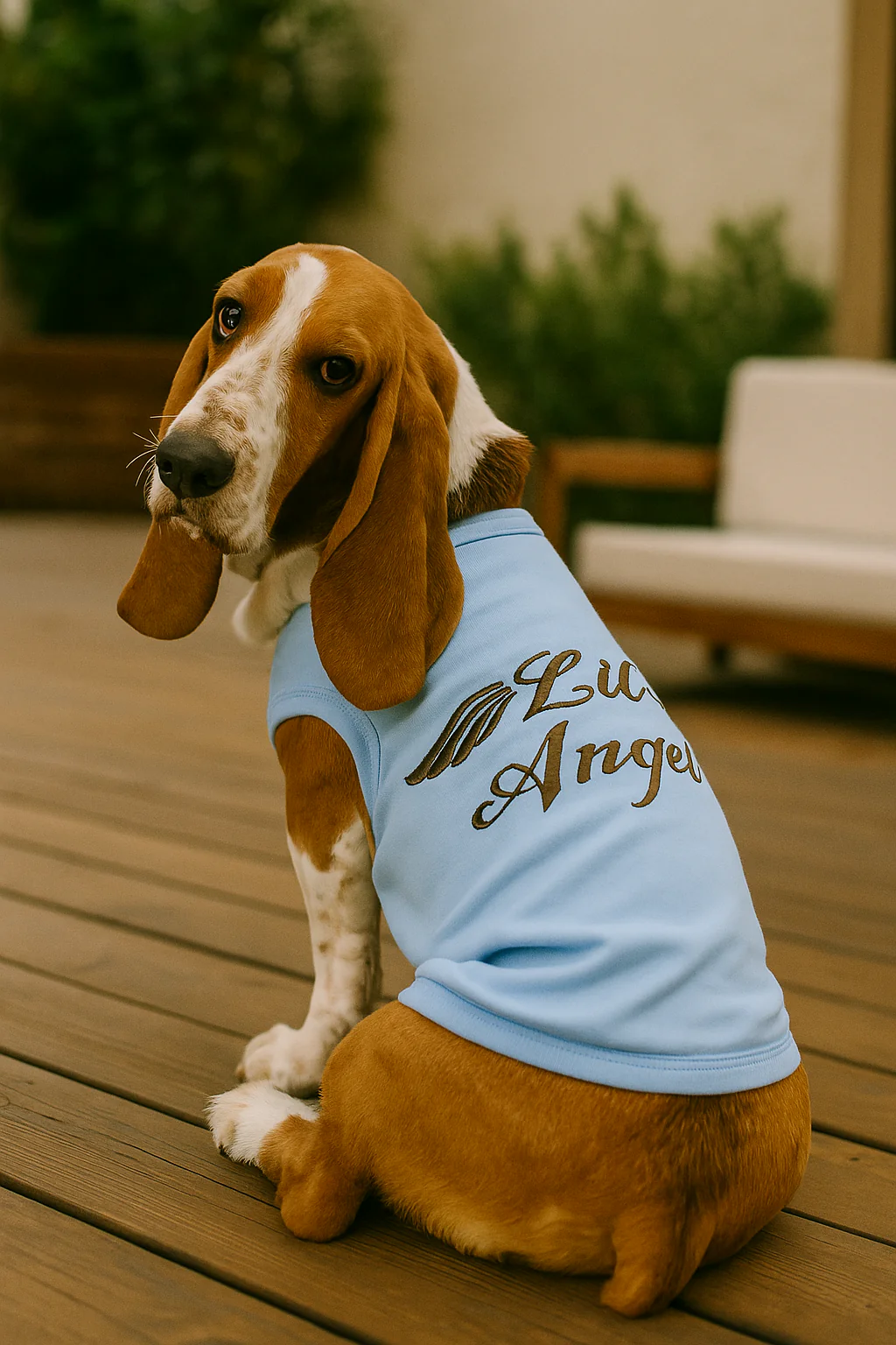 Parisian Pet 'Lil Angel' Dog & Cat T-Shirt – Comfortable & Lightweight Embroidered Novelty Pet Shirt – Light Blue - Image 3