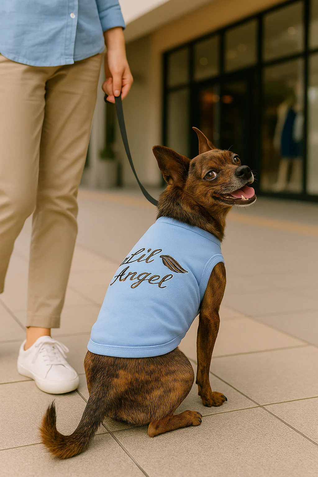 Parisian Pet 'Lil Angel' Dog & Cat T-Shirt – Comfortable & Lightweight Embroidered Novelty Pet Shirt – Light Blue - Image 4