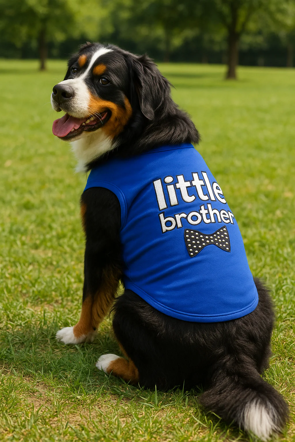 Parisian Pet 'Little Brother' Dog Shirt - Dog Sibling Shirt for Dogs & Cats, Blue - Image 4