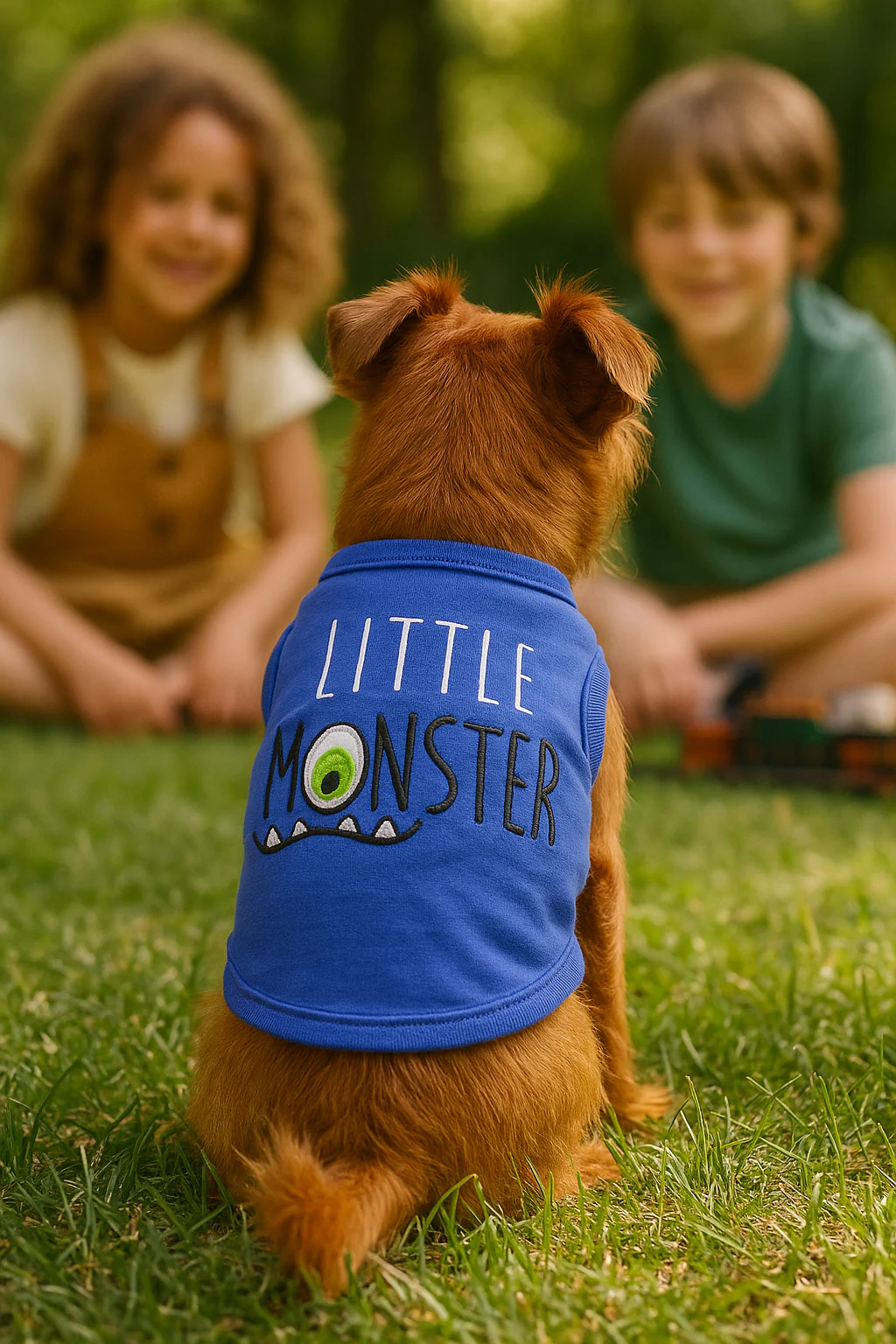 Parisian Pet 'Little Monster' Embroidered Dog & Cat Shirt - Funny Pet Apparel, Blue - Image 4