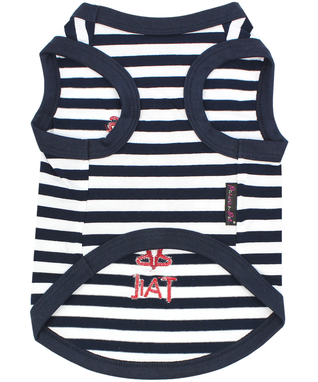 Parisian Pet 'Lobster Chasing Tail' Dog Shirt – Nautical Cotton Pet T-Shirt for Dogs & Cats, Blue & White Stripes - Image 2
