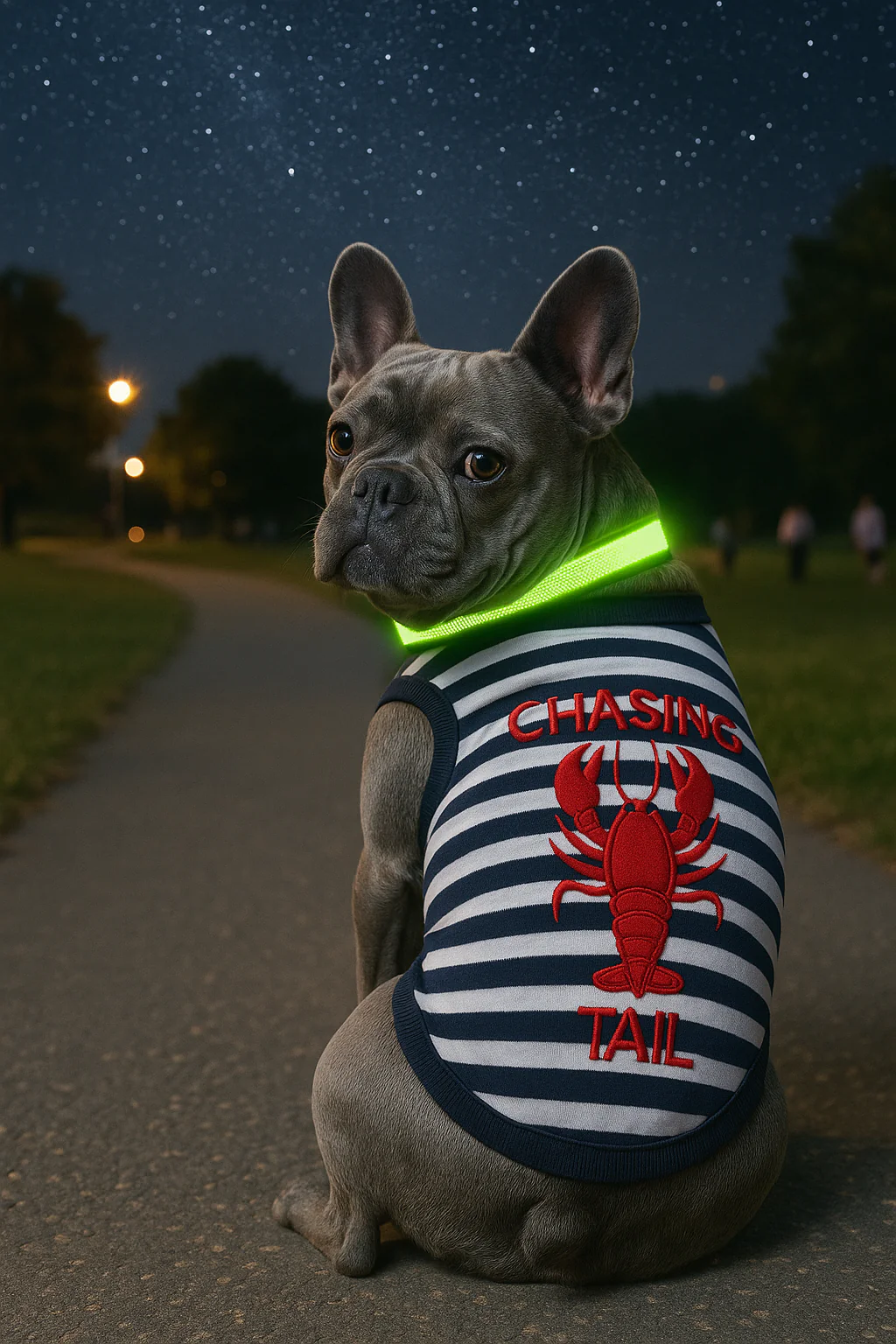 Parisian Pet 'Lobster Chasing Tail' Dog Shirt – Nautical Cotton Pet T-Shirt for Dogs & Cats, Blue & White Stripes - Image 5