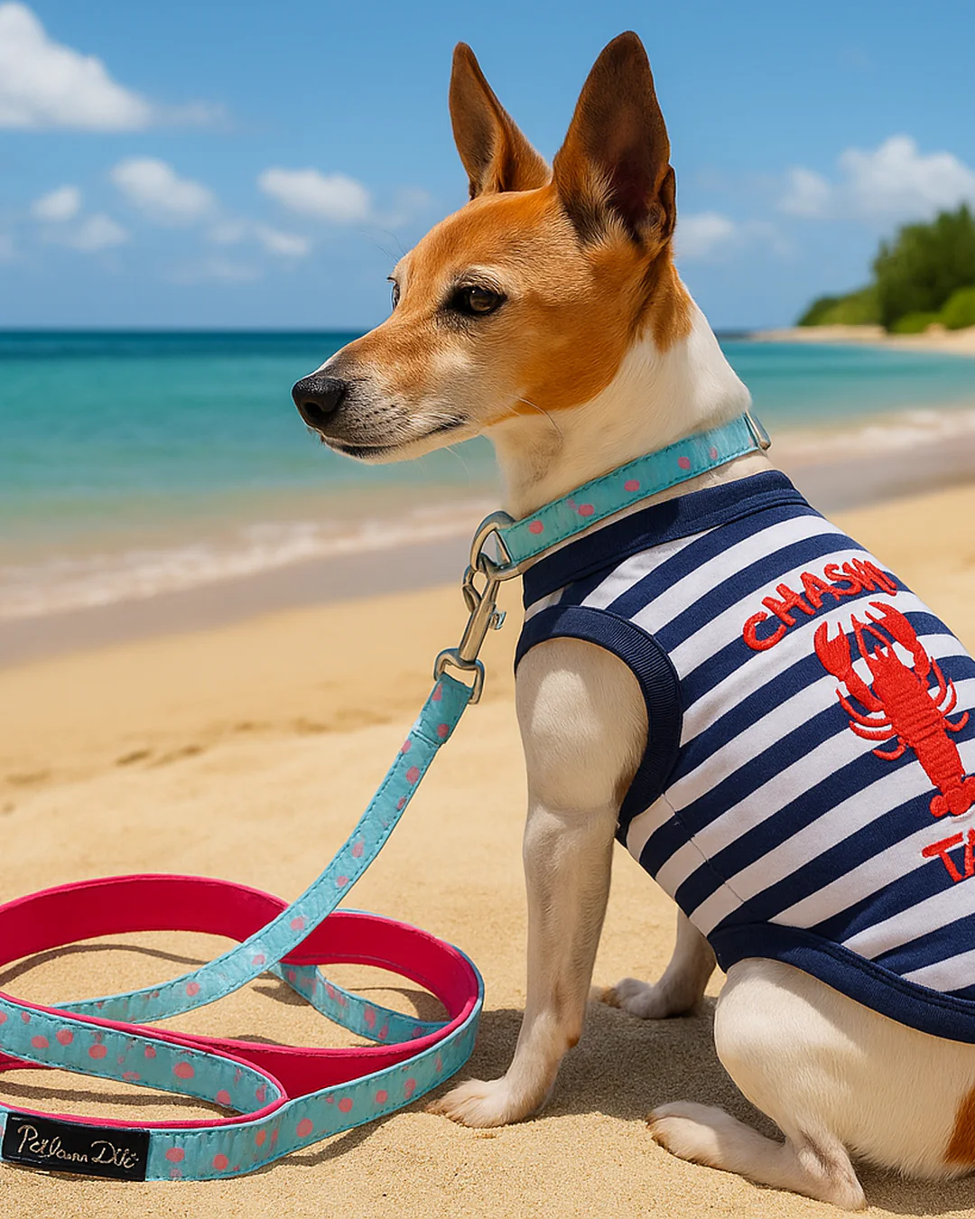 Parisian Pet 'Lobster Chasing Tail' Dog Shirt – Nautical Cotton Pet T-Shirt for Dogs & Cats, Blue & White Stripes - Image 7