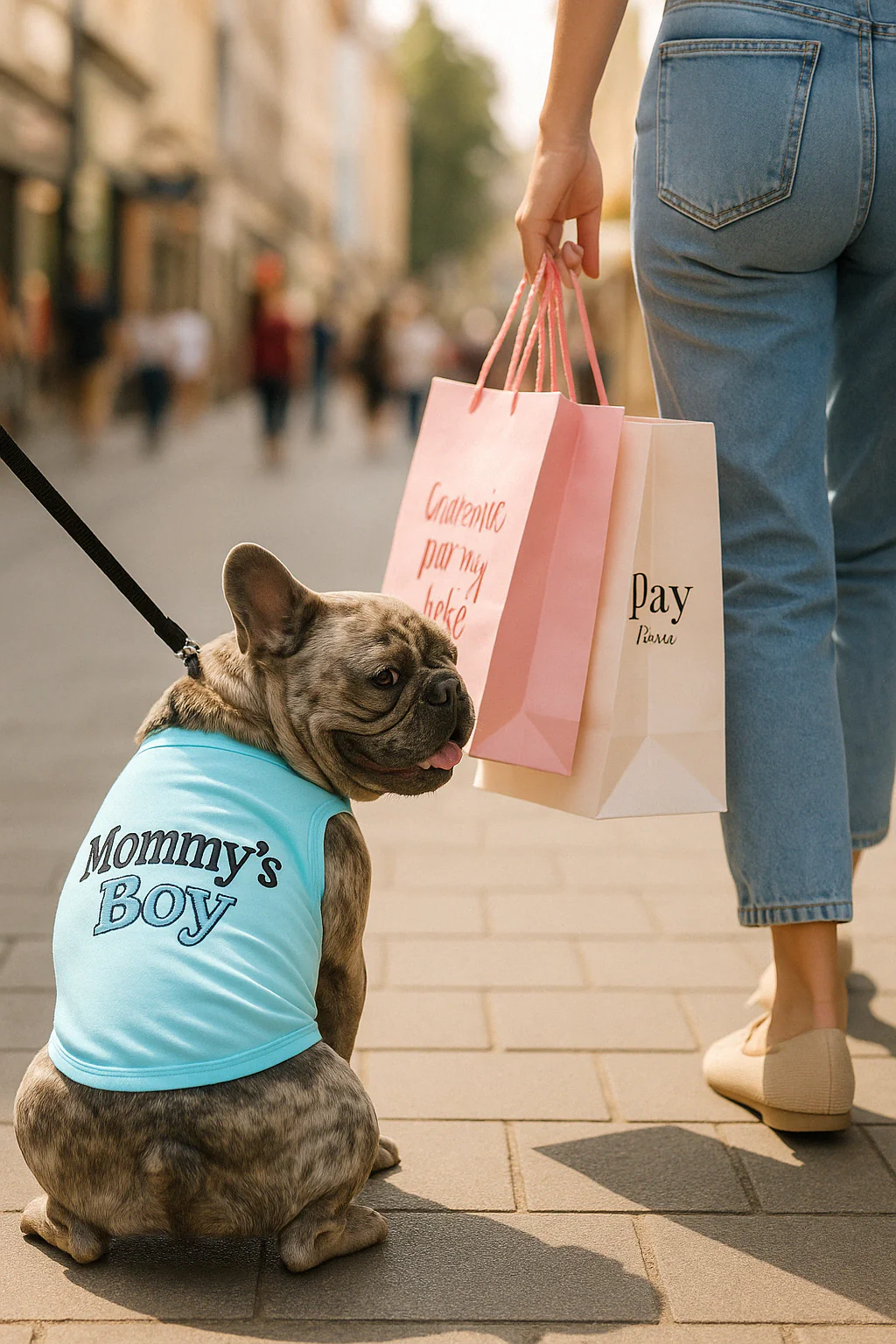 Parisian Pet 'Mommy's Boy' Cotton Dog Apparel – Comfortable T-Shirt for Small Dogs and Cats, Light Blue-Valentine's Day - Image 6