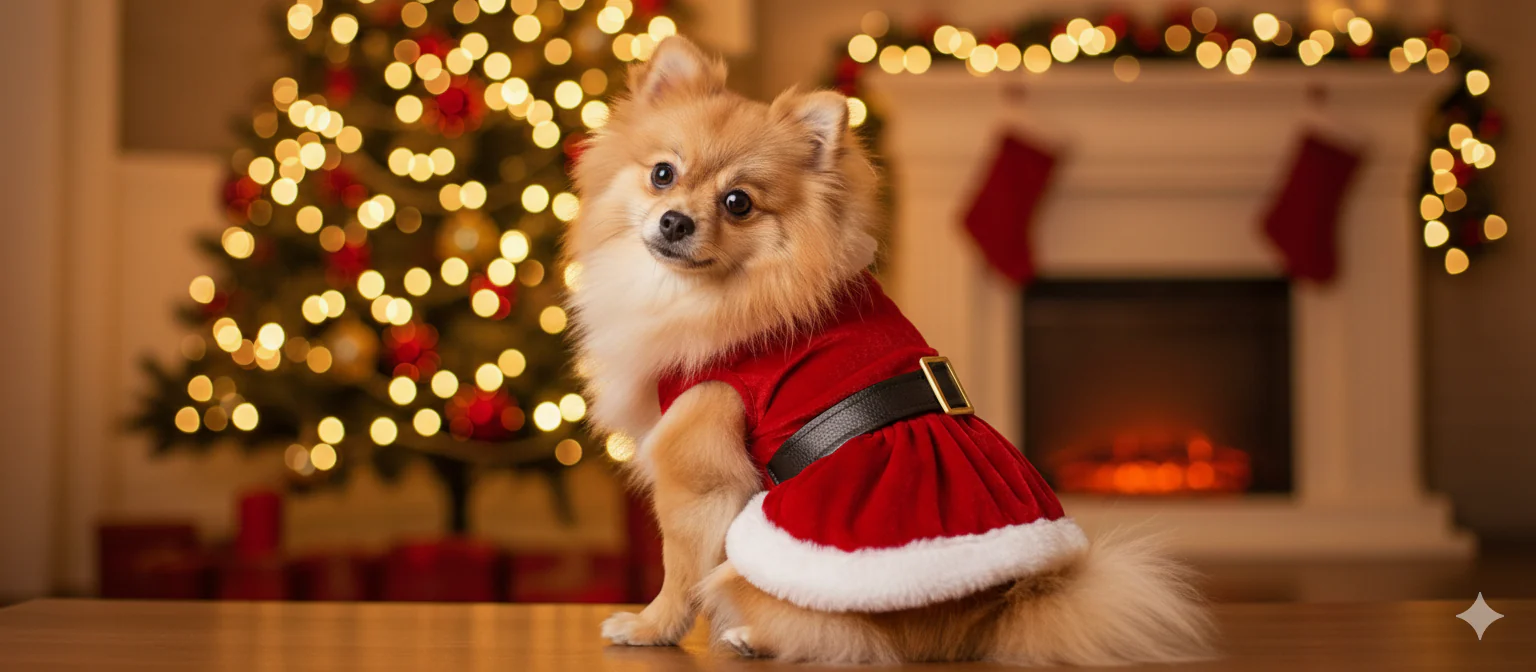 Parisian Pet 'Mrs. Claus Dress' Dog & Cat Shirt – Holiday Pet Dress, Perfect for Christmas – Red - Image 4