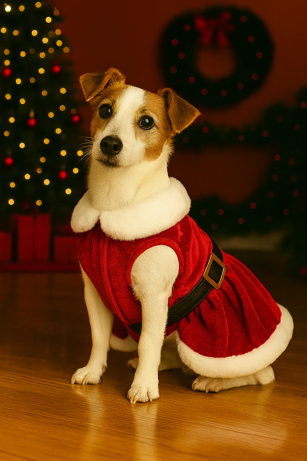 Parisian Pet 'Mrs. Claus Dress' Dog & Cat Shirt – Holiday Pet Dress, Perfect for Christmas – Red - Image 7