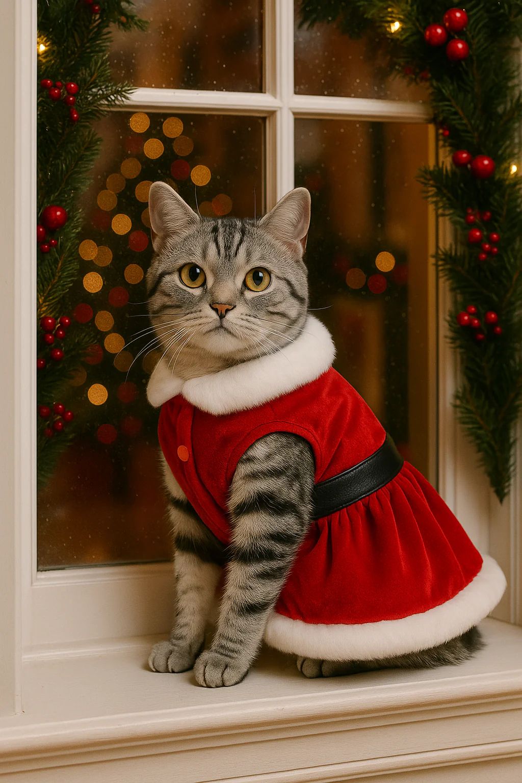 Parisian Pet 'Mrs. Claus Dress' Dog & Cat Shirt – Holiday Pet Dress, Perfect for Christmas – Red - Image 8
