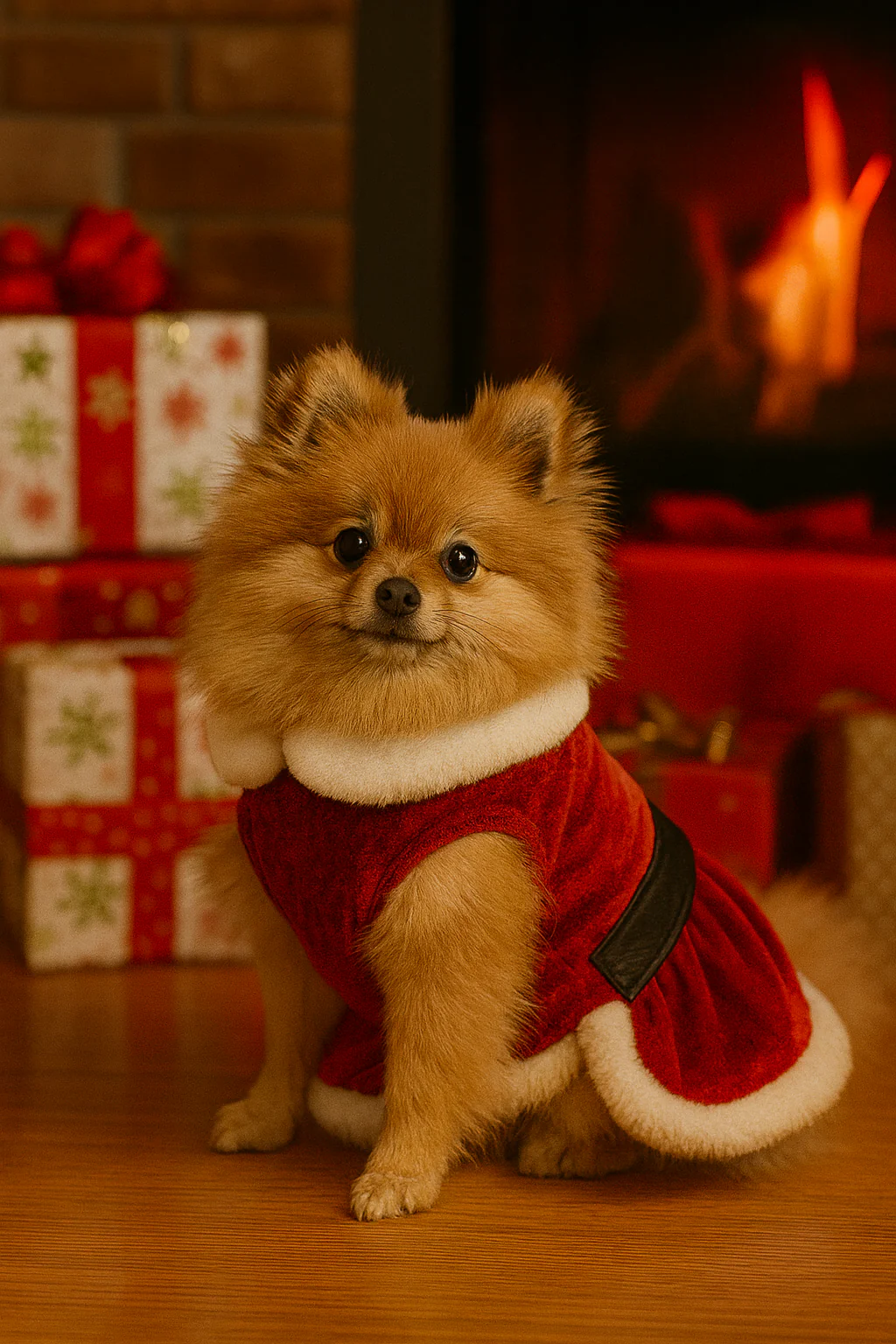 Parisian Pet 'Mrs. Claus Dress' Dog & Cat Shirt – Holiday Pet Dress, Perfect for Christmas – Red - Image 9