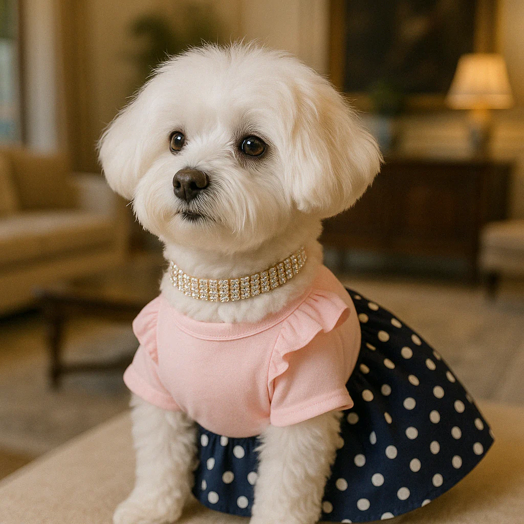 Parisian Pet 'Nautical Dress' for Dogs and Cats, Sleeveless Designer Beach Dress, Comfortable Pet Clothing, Pink & Navy - Image 3