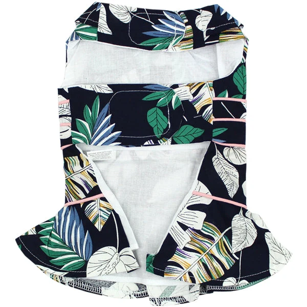 Parisian Pet 'Palm Leaves Dress' Dog & Cat T-Shirt – Comfortable Stylish Summer Dog Dress – Green, White - Image 2