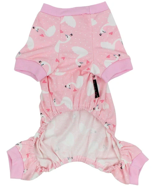 Parisian Pet 'Pink Swan' Pajama for Dogs & Cats, Luxury Pet Sleepwear, Cozy Dog Pajama Set-Valentine's Day - Image 2