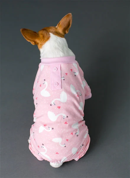 Parisian Pet 'Pink Swan' Pajama for Dogs & Cats, Luxury Pet Sleepwear, Cozy Dog Pajama Set-Valentine's Day - Image 4