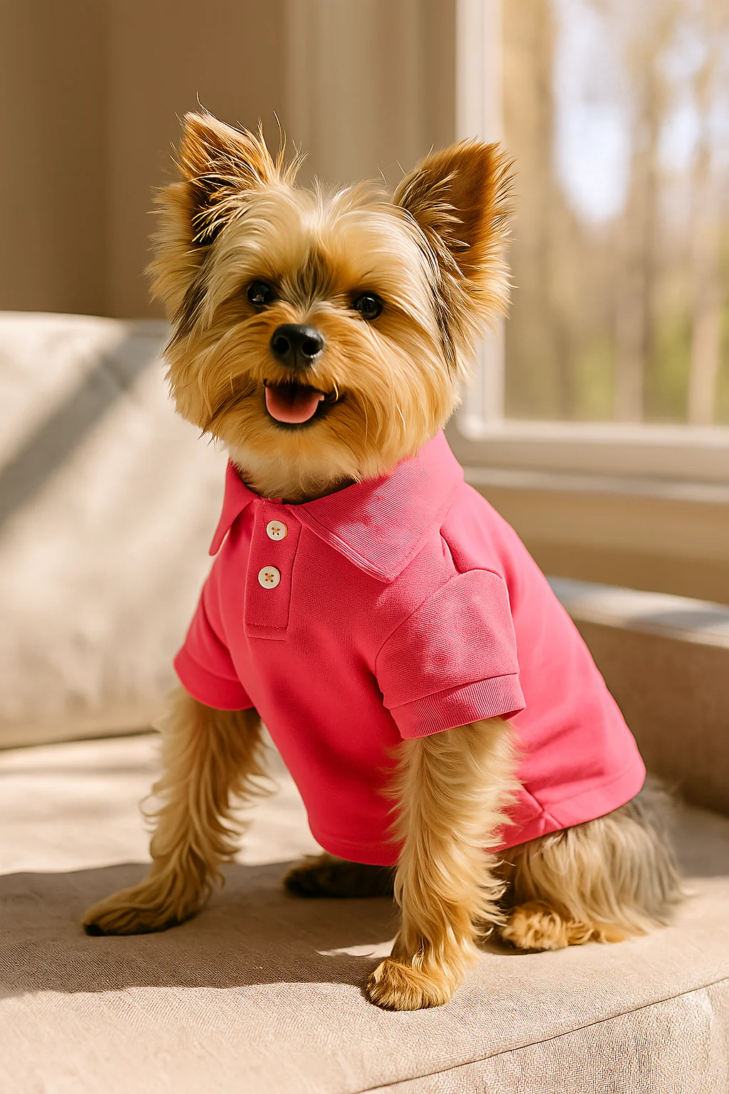 Parisian Pet 'Polo' Dog & Cat Shirt – Comfortable Cotton, Trendy Summer Apparel – Pink-Valentine's Day - Image 3