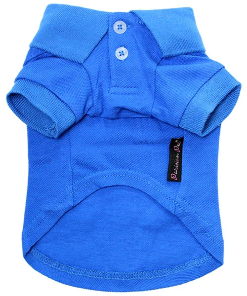 Parisian Pet 'Polo' Dog & Cat T-Shirt – Trendy Cotton Polo, Comfortable & Lightweight – Blue