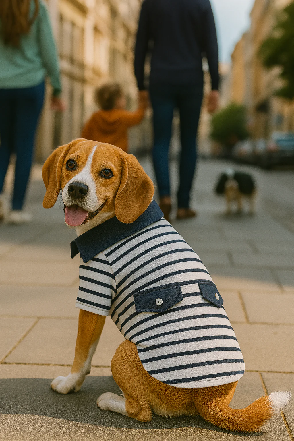 Parisian Pet 'Preppy Boy Polo' Dog & Cat T-Shirt – Trendy Cotton Polo Shirt, Comfortable & Lightweight, Blue White Stripes-Valentine's Day - Image 4