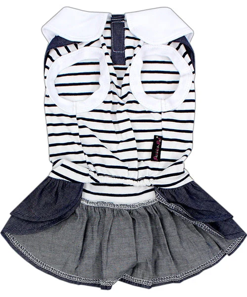 Parisian Pet 'Preppy Girl Dress' Dog & Cat Shirt – Designer Comfortable Pet Apparel – Dark Blue -Valentine's Day - Image 2