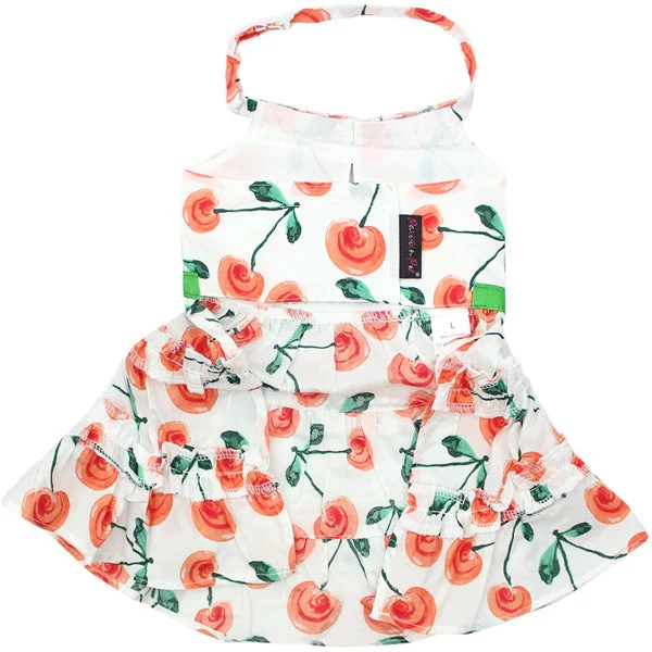 Parisian Pet 'Red Poppies Boho Dress' Dog & Cat T-shirt – Adjustable Floral Pet Dress, Perfect for Summer - Red, White, Green-Valentine's Day - Image 2