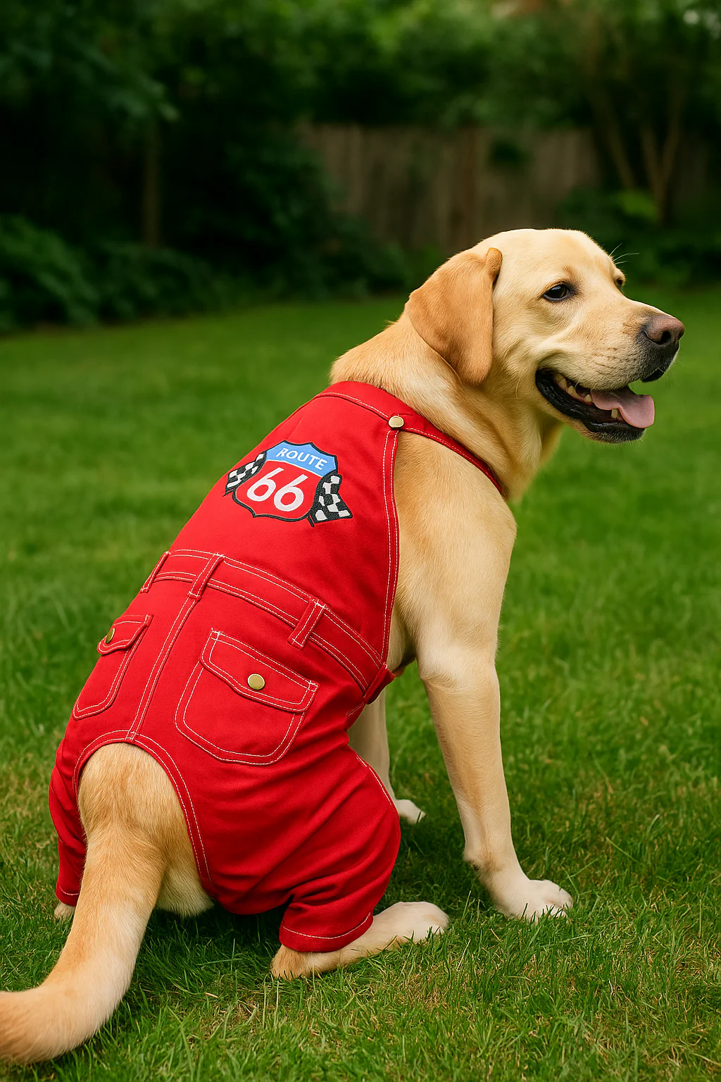 Parisian Pet 'Route 66 Jumpsuit' for Dogs and Cats, Fashionable Pet Jumpsuit for Parties, Red - Image 4