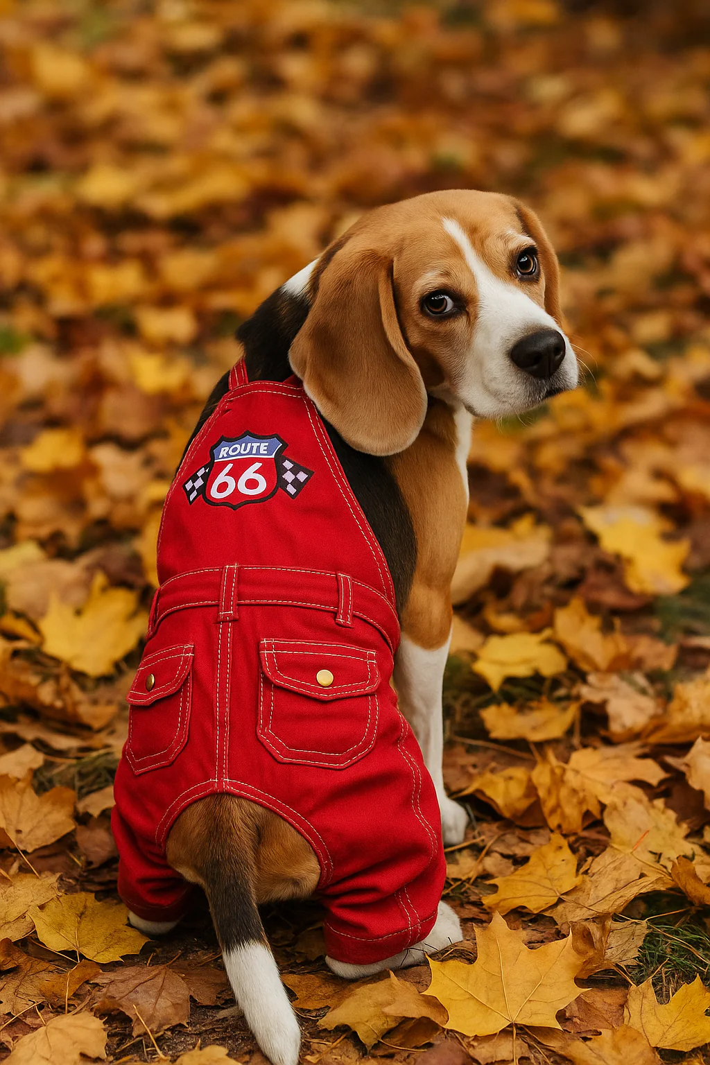 Parisian Pet 'Route 66 Jumpsuit' for Dogs and Cats, Fashionable Pet Jumpsuit for Parties, Red - Image 5