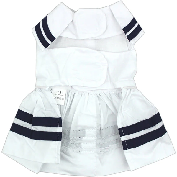 Parisian Pet 'Sailor Dress' Dog & Cat Shirt – Nautical Pet Apparel, Stylish & Comfortable – White & Blue - Image 2