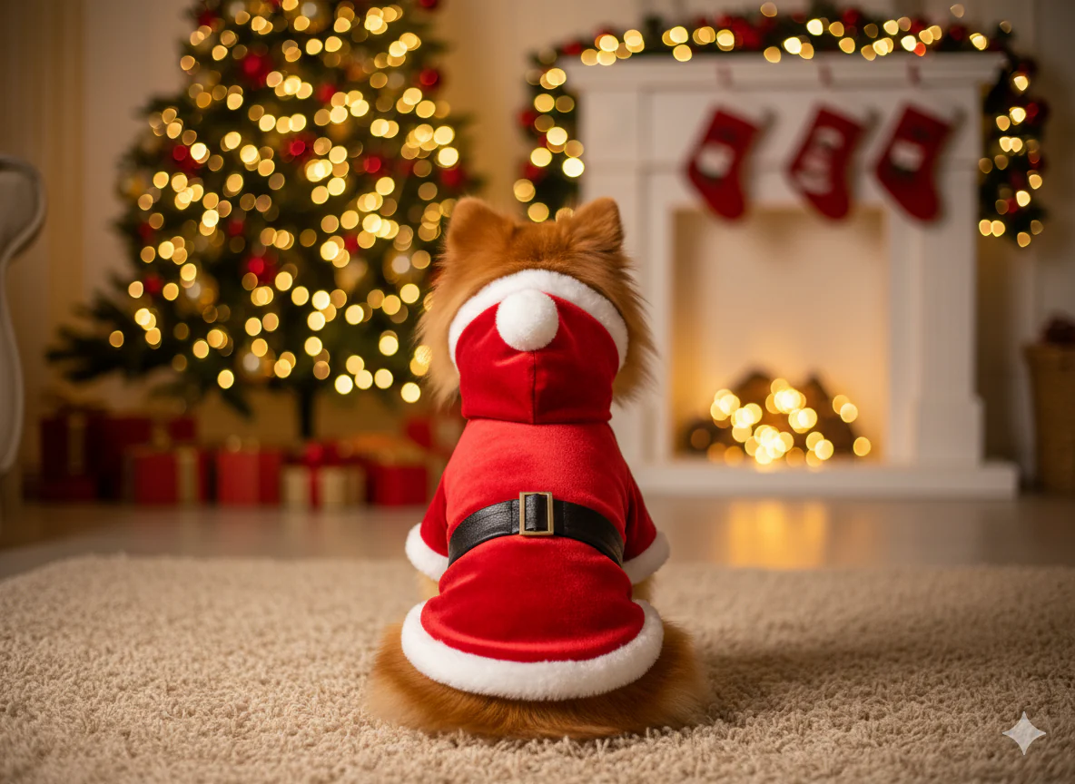 Parisian Pet 'Santa Claus Hoodie' for Dogs and Cats, Dog Christmas Holiday Apparel, Red - Image 11