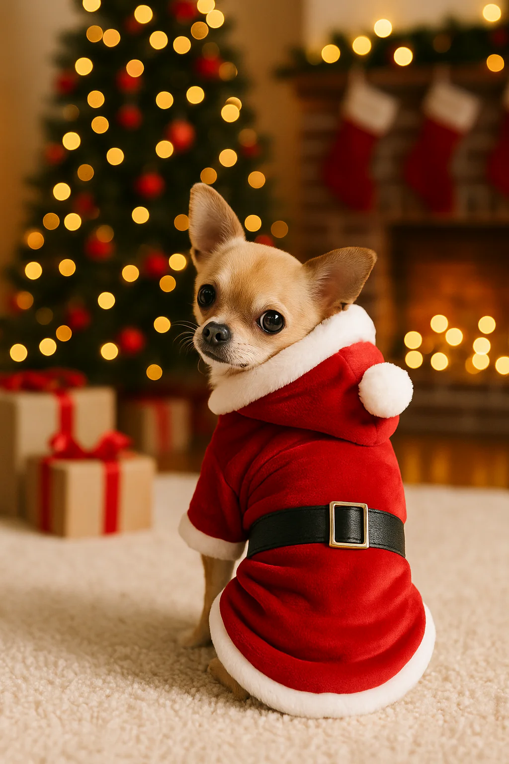 Parisian Pet 'Santa Claus Hoodie' for Dogs and Cats, Dog Christmas Holiday Apparel, Red - Image 7