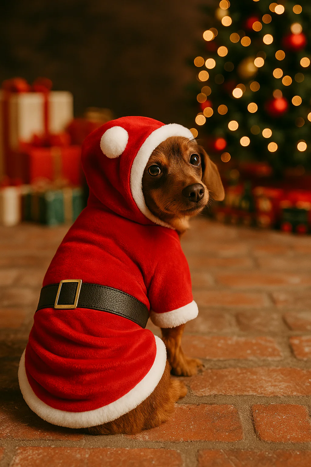 Parisian Pet 'Santa Claus Hoodie' for Dogs and Cats, Dog Christmas Holiday Apparel, Red - Image 9